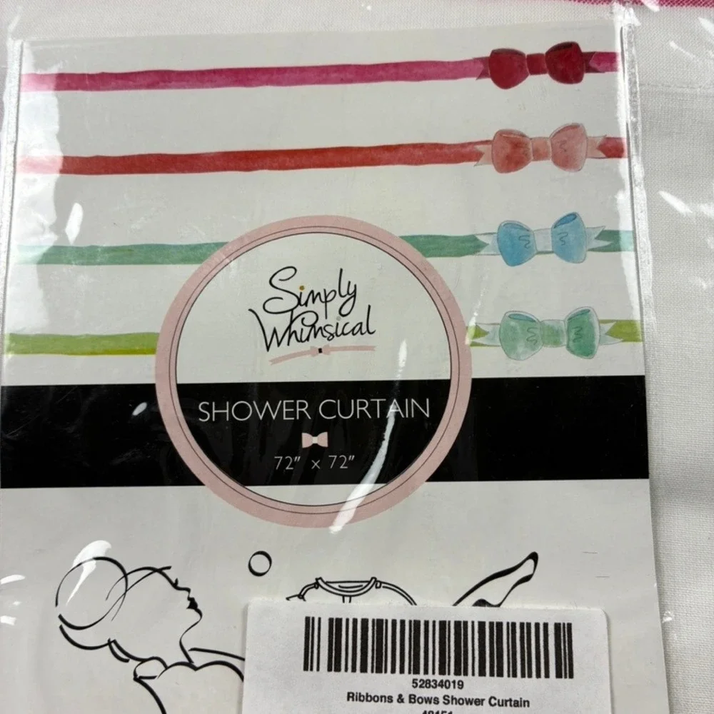 NEW‎ Simply Whimsical Ribbons & Bows Shower Curtain Multicolor 72x72 Fabric